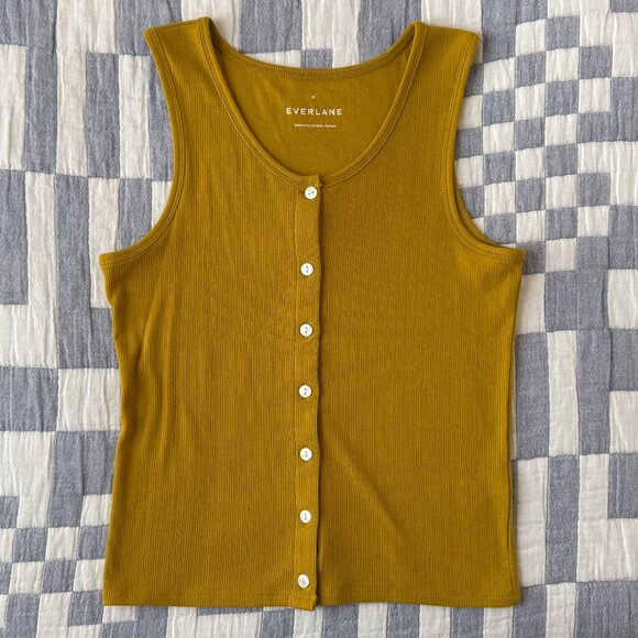 New Without Tags Everlane Button-Up, Ribbed Tank, Green, Size XS - Picture 1 of 6